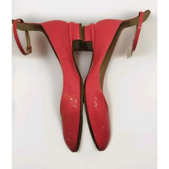 Valentino Garavani 37 Pink‎ Fuchsia Patent Tango Ankle Strap Ballet Low Heel - Picture 4 of 16